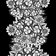 seamless monochrome pattern of flowers for greeting cards, background, price tags