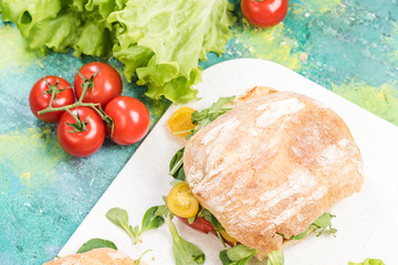 Healthy sandwich with fresh vegetables