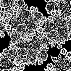 seamless monochrome pattern of flowers for greeting cards, background, price tags