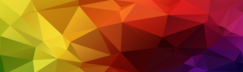 Abstract multicolored polygon, low polygon background. Transfusion of color. All the colors of the rainbow. Multicolor. Watercolor effect. Geometric Pattern Banner, long, strip, advertisement, header.