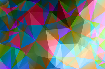 Fototapeta premium Abstract multicolored polygon, low polygon background. Transfusion of color. All the colors of the rainbow. Multicolor. Watercolor effect. Geometric Pattern