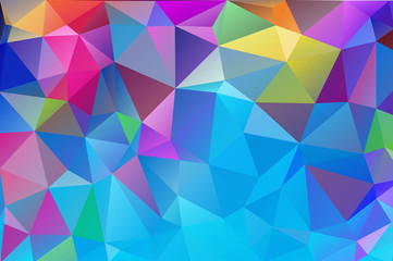 Obraz premium Abstract multicolored polygon, low polygon background. Transfusion of color. Geometric Pattern. Blue, pink, lilac, burgundy, saturated, multicolor, rainbow