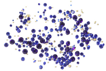 Many scattered rhinestones. On a white background