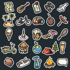 Cartoon vacation icons