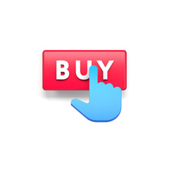 Buy button and hand cursor, 3d render