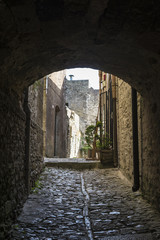 Fototapeta premium Street of the old town of Erice, Sicily, Italy