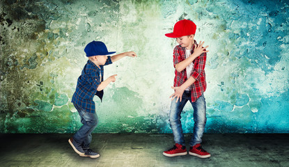 Two brothers dancing hip-hop .The cool kids.