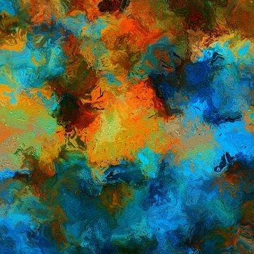Abstract marbled watercolor texture background. Orange and blue grunge creative artwork.