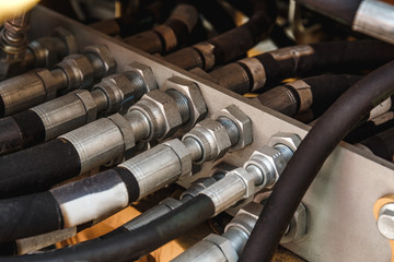 Hydraulic system, steel tubes and rubber parts of lifting mechanism of modern tractor or excavator, agricultural machinery