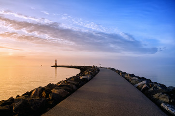 Mole Leuchtturm Ostsee Sunset Beach