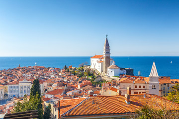 Piran town on Adriatic sea, one of major tourist attractions in Slovenia, Europe.