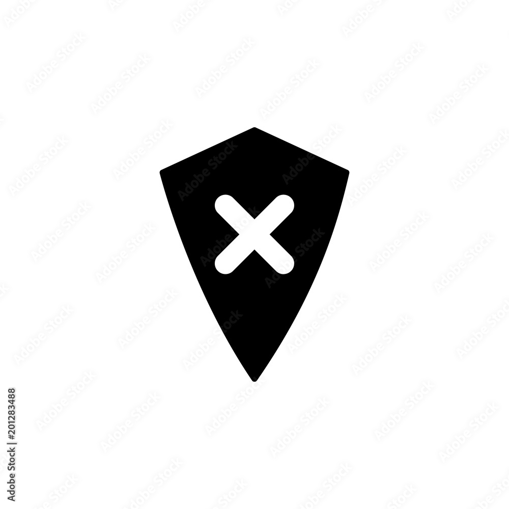 Poster shield with a cross icon. element of minimalistic icon for mobile concept and web apps. signs and sy