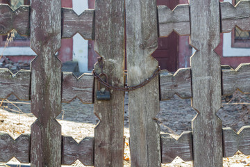 Stars of David on wooden gate