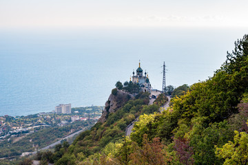 FOROS, CRIMEA - SEP. 2014: Church of the Resurrection of Christ on the Red Rock, Foros
