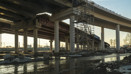 Construction of modern overpasses and interchanges