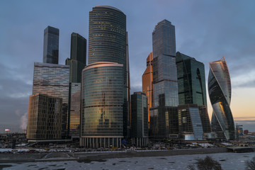 Fototapeta premium business center Moscow city at sunset