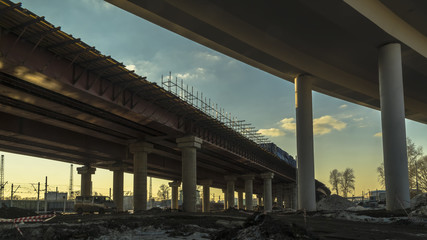Construction of modern overpasses and interchanges