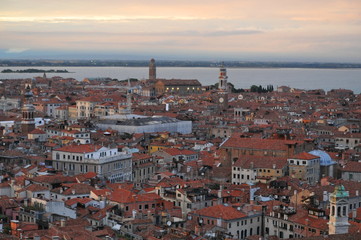 Fototapeta na wymiar Aerial of Venice at sunset 
