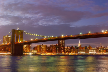 Fototapeta na wymiar The Brooklyn Bridge in New York City at sunset