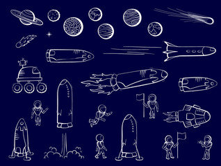 Set of vector illustrations of space objects