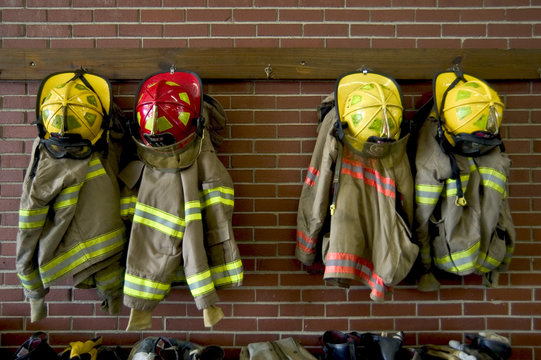 Fire Department helmets and suits