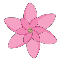 pink flower icon over white background, colorful design.  vector illustration