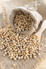 soybean in hemp sack