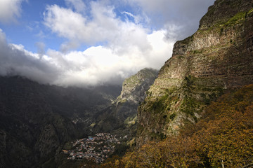 The Nuns Valley in the mountains above Funchal in Madeira so called because when pirates attacked the good sisters would flee into this hidden valley. 