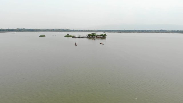 Thai submerged or underwater public temple, wat Tilok Aram at Phayao city lake, Thailand