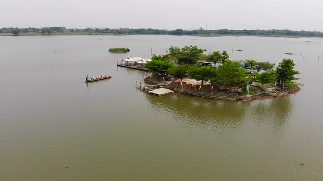 Thai submerged or underwater public temple, wat Tilok Aram at Phayao city lake, Thailand