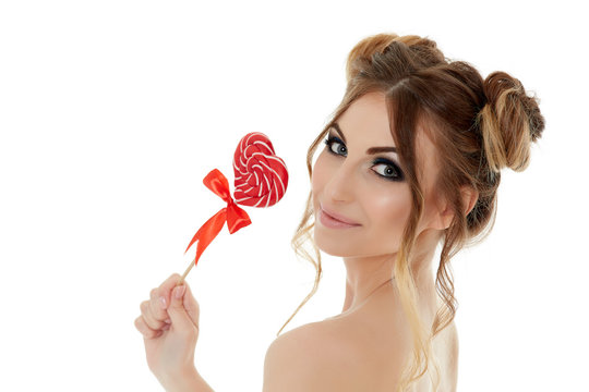 Young woman with lollipop.