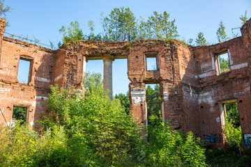 Petrovskoe-Alabino Estate - the ruins of an abandoned farmstead at the end of the 18th century, Moscow Region, Russia. August 2017