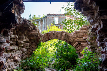 Petrovskoe-Alabino Estate - the ruins of an abandoned farmstead at the end of the 18th century, Moscow Region, Russia. August 2017