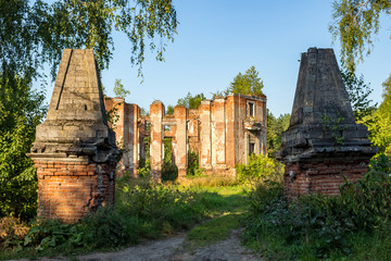 Petrovskoe-Alabino Estate - the ruins of an abandoned farmstead at the end of the 18th century, Moscow Region, Russia. August 2017