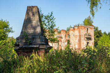 Petrovskoe-Alabino Estate - the ruins of an abandoned farmstead at the end of the 18th century, Moscow Region, Russia. August 2017