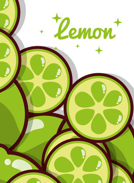 lemon fruit juicy sweet poster vector illustration
