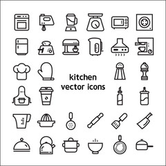 	 Stock vector illustration - Outline web icon set linear icon kitchen and food , appliance 