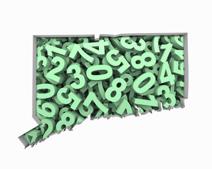 Connecticut CT Map Numbers Math Figures Economy 3d Illustration