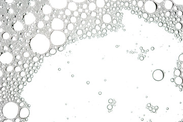 Foam bubble from soap or shampoo washing isolated on white background on top view photo object design