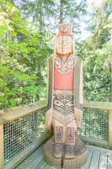 Totem poles in Capilano Suspension Bridge, Vancouver, Canada.