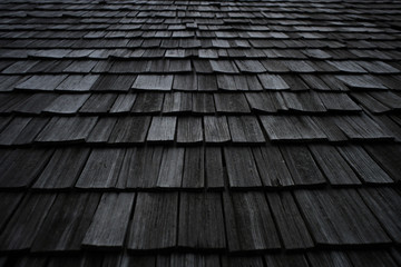 details of a roof on a wooden cabin/ hiking shelter
