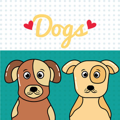 dogs pets portrait cartoon spotty animals vector illustration
