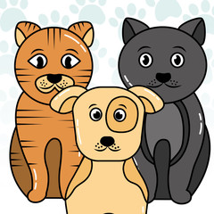 pets dog and cats sit animals vector illustration