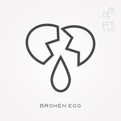 Line icon broken egg