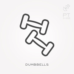 Line icon dumbbells