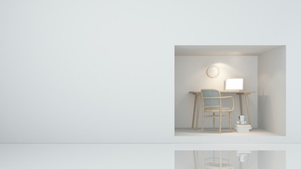 Furniture shop 3d rendering white background - Square space	