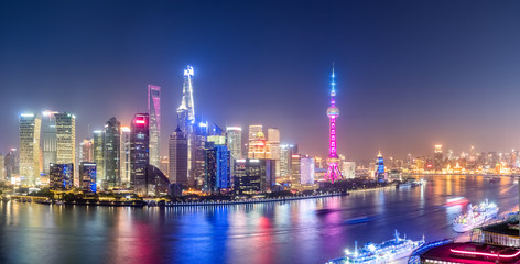 shanghai panorama skyline at night