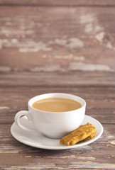 Cup of Tea on a Distressed Wood Table
