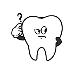 Cartoon Confused Tooth Character