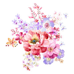 Naklejki  Kolorowe kwiaty akwarelowe